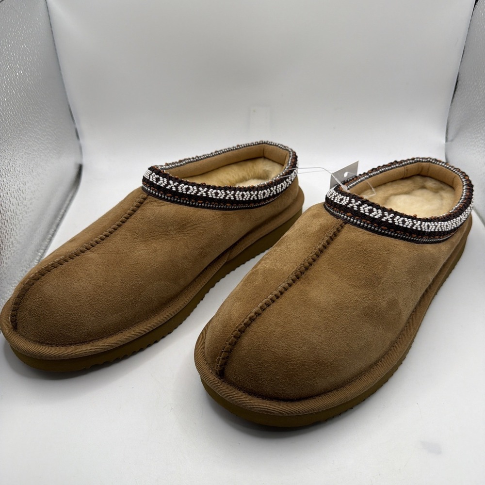 Kirkland Shearling Slippers Natural Comfort Tan Size Men's 8, Women's 9